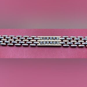 Women’s Bracelet Gold Tone Chain Link Rhinestones 7”